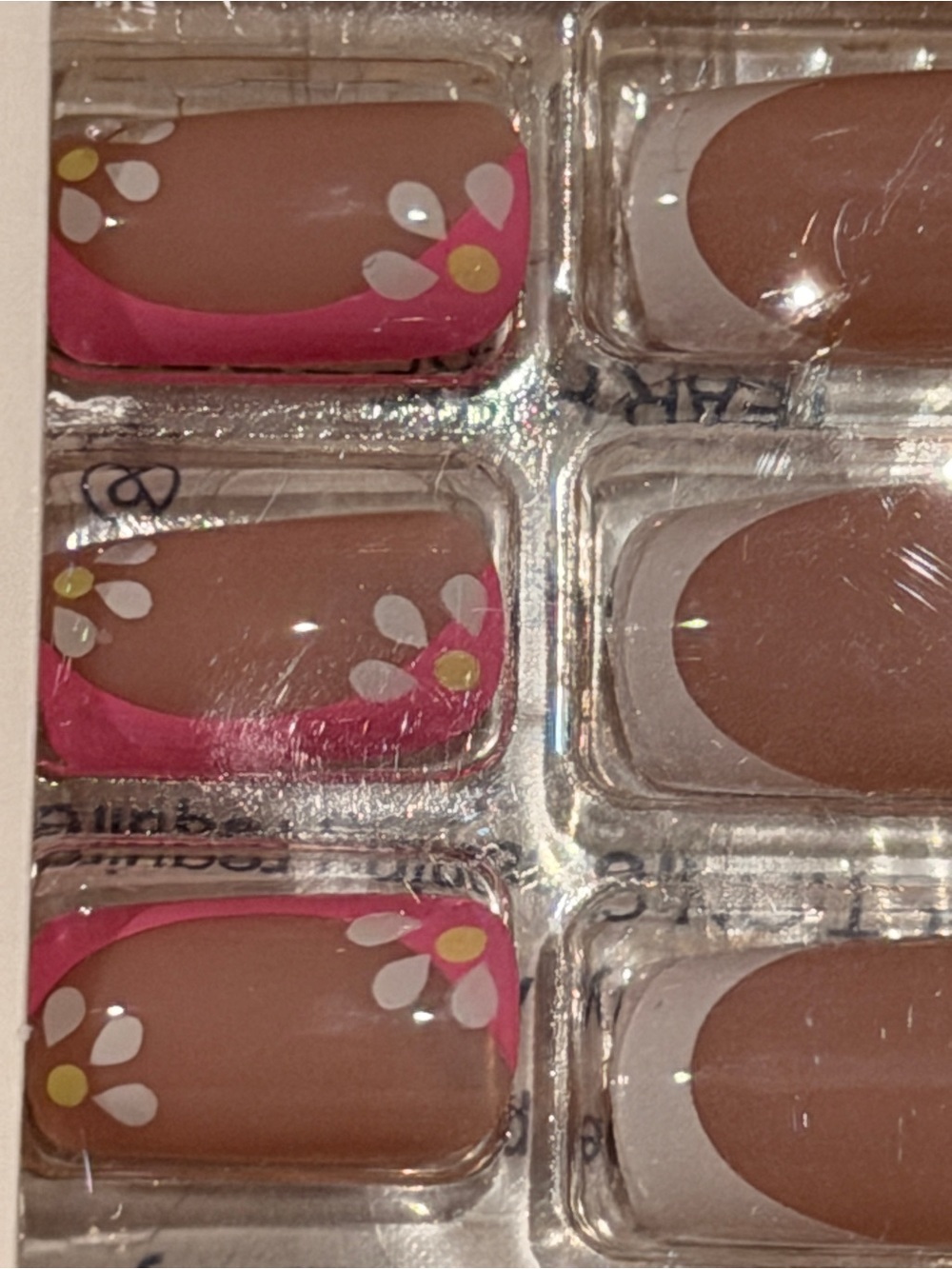 Y2K Pink Daisy French Tip Press On Nails | Retro Floral Nail Set